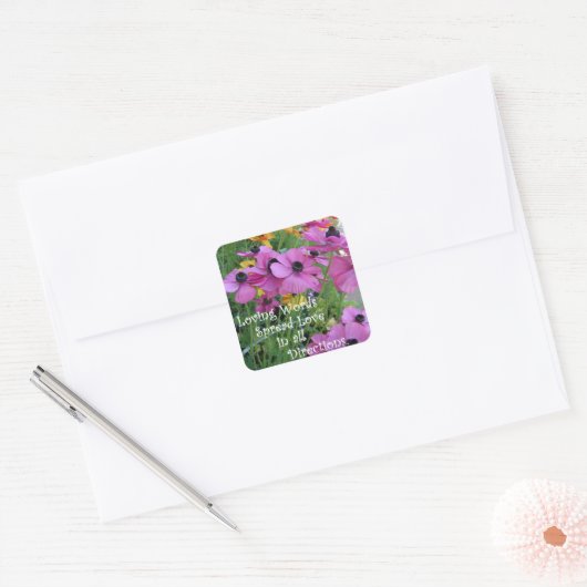 Blumengarten mit Inspiration Quadratischer Aufkleber (Umschlag)