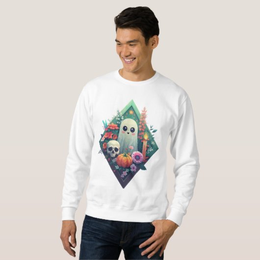 Blumengarten mit Kürbis und Kerze Sweatshirt (Vorne ganz)