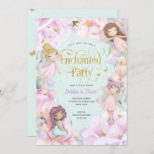 Blumengarten mit Märchen, Geburtstag der Mädchen Einladung (Vorne/Hinten)