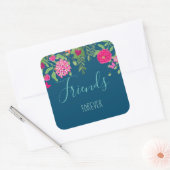 Blumengarten mit Schmetterlingsfreunden für immer Quadratischer Aufkleber (Umschlag)