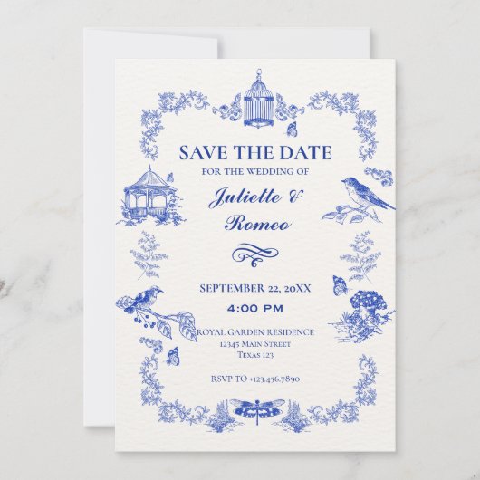 Blumengarten mit Tieren Save The Date (Vorderseite)