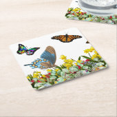 Blumengarten mit Tulips und Daisis Rechteckiger Pappuntersetzer (angewinkelt)