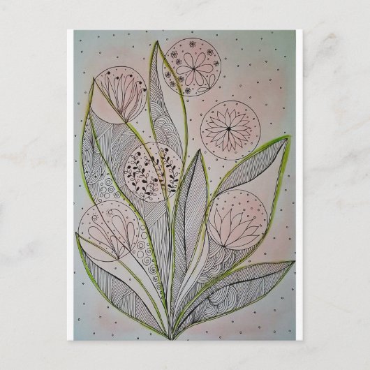 Blumengarten Mixed Media Postkarte (Vorderseite)