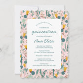 Blumengarten Muster FOTO Quinceañera Einladung (Vorderseite)