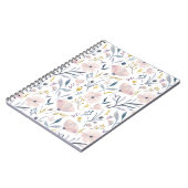 Blumengarten-Muster in Rosa und Blau Pastellfarben Notizblock (Linke Seite)