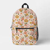 Blumengarten-Muster in Rosa und Orange Bedruckter Rucksack (Vorderseite)