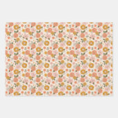 Blumengarten-Muster in Rosa und Orange Geschenkpapier Set (Vorderseite 3)