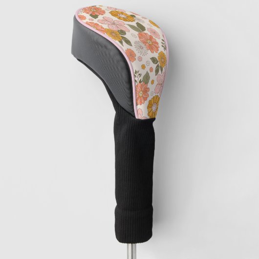 Blumengarten-Muster in Rosa und Orange Golf Headcover (angewinkelt)