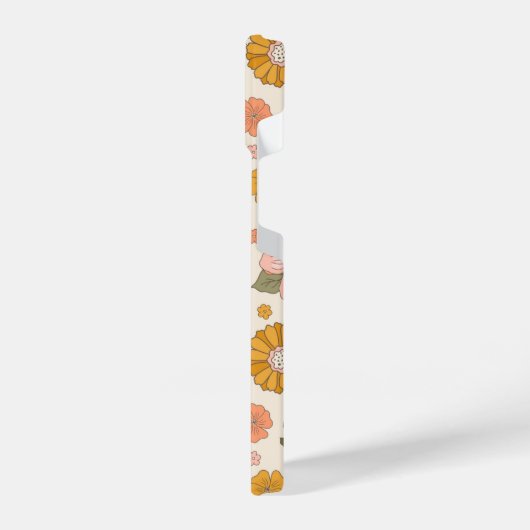 Blumengarten-Muster in Rosa und Orange iPhone Hülle (Linke Seite)