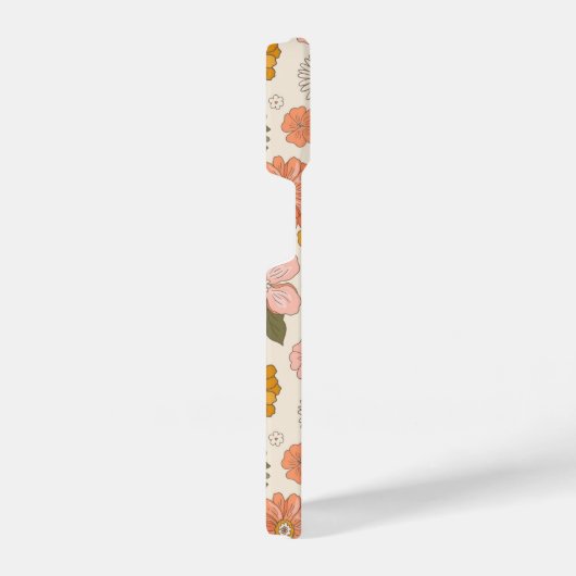 Blumengarten-Muster in Rosa und Orange iPhone Hülle (Rechte Seite)