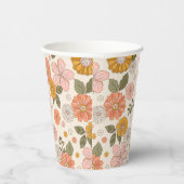 Blumengarten-Muster in Rosa und Orange Pappbecher (Rechts)
