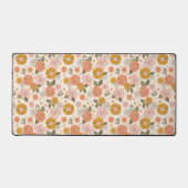 Blumengarten-Muster in Rosa und Orange Schreibtischunterlage (Vorderseite)