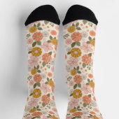 Blumengarten-Muster in Rosa und Orange Socken (Oben)