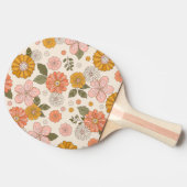 Blumengarten-Muster in Rosa und Orange Tischtennis Schläger (Seitenansicht)