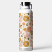 Blumengarten-Muster in Rosa und Orange Trinkflasche (Rückseite)