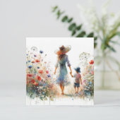 Blumengarten Muttertags-Karte Frau & Kind Karte (Stehend Vorderseite)