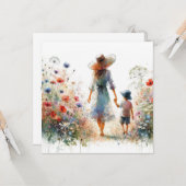 Blumengarten Muttertags-Karte Frau & Kind Karte (Vorderseite/Rückseite Beispiel)