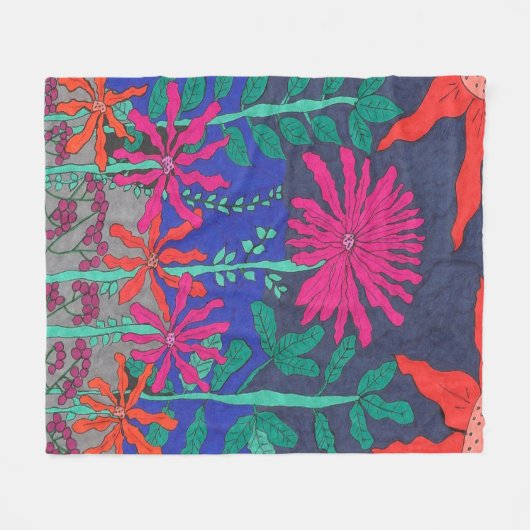 Blumengarten Nachtszene Fleecedecke (Vorderseite (Horizontal))