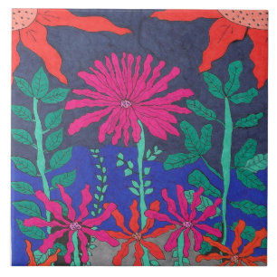 Blumengarten Nachtszene Fliese