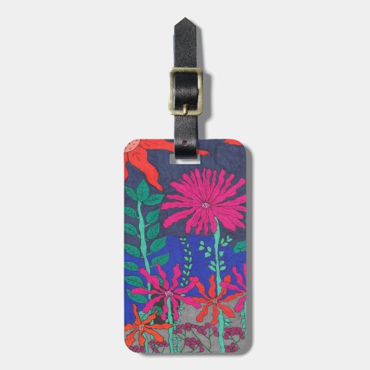 Blumengarten Nachtszene Gepäckanhänger (Vorderseite vertikal)