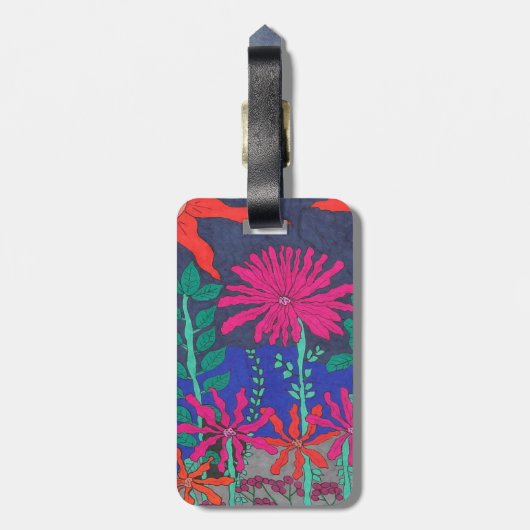 Blumengarten Nachtszene  Gepäckanhänger (Rückseite vertikal)