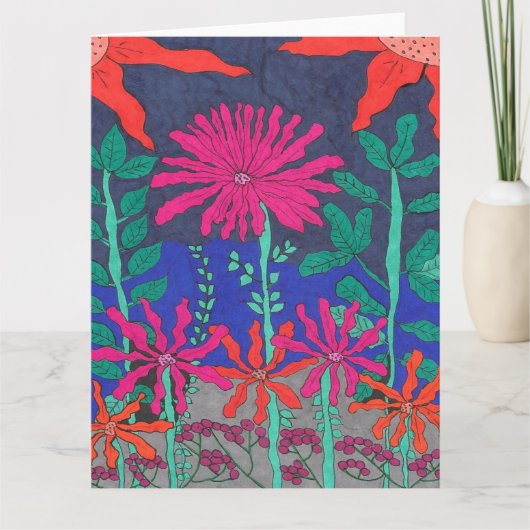 Blumengarten Nachtszene Karte (Vorderseite)