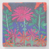 Blumengarten Nachtszene Steinuntersetzer (Vorderseite)