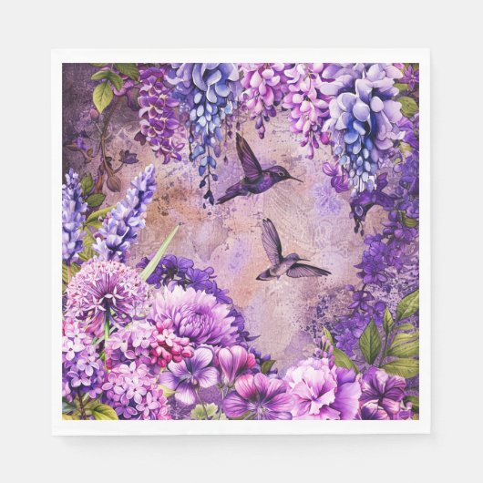 Blumengarten Napkin Hummingbirds Wisteria Serviette (Vorderseite)