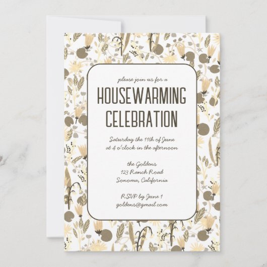 Blumengarten Neutrals Custom HoUSEWARMING PARTY Einladung (Vorderseite)