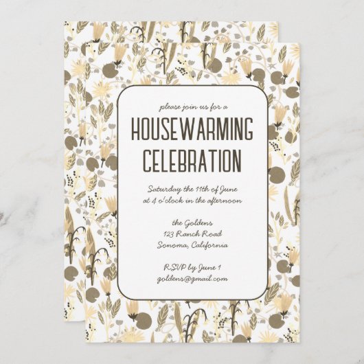Blumengarten Neutrals Custom HoUSEWARMING PARTY Einladung (Vorne/Hinten)