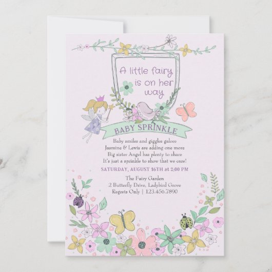 Blumengarten Niedlich und Girly Baby Sprinkle Einladung (Vorderseite)