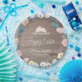 Blumengarten Osterfest Bunny Eggs Rustikales Holz Pappteller (Party)