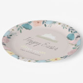 Blumengarten Osterfest Sonnige Eier Rosa Pappteller (Schrägansicht)