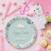 Blumengarten Ostern Bunny Egg Blau Pappteller (Party)