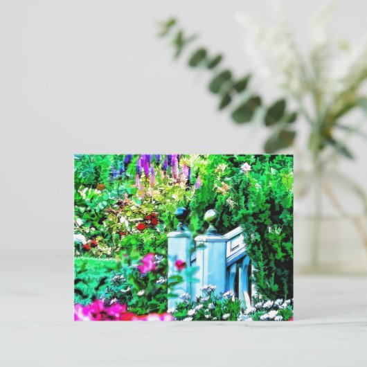 Blumengarten Paradies Postkarte (Stehend Vorderseite)