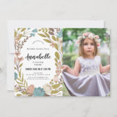 Blumengarten Party Weißes Foto Einladung zum Gebur (Vorderseite)