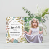 Blumengarten Party Weißes Foto Einladung zum Gebur (Stehend Vorderseite)