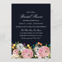 Blumengarten Pink Blauer Brautparty Einladung
