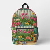 Blumengarten Pink Blütengarten Blumengarten Bedruckter Rucksack (Vorderseite)