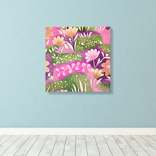 Blumengarten Pink Lila Leinwanddruck (Insitu (Holzboden))