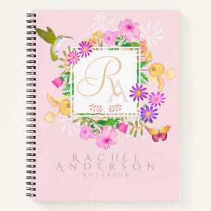 Blumengarten Pink Monogramm  Notizblock