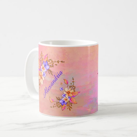 Blumengarten Pink Wasserfarbe Persönlich gestalten Kaffeetasse (Vorderseite Links)