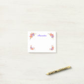 Blumengarten Pink Wasserfarbe Persönlich gestalten Post-it Klebezettel (Auf Schreibtisch)