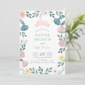 Blumengarten Pink Weißer Osterbrunch Einladung (Stehend Vorderseite)