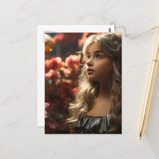 Blumengarten Prinzessin Mädchen Postkarte