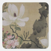 Blumengarten Quadratischer Aufkleber (Vorderseite)