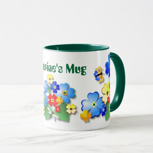 Blumengarten ~ Ringer-Tasse Tasse (VorderseiteRechts)