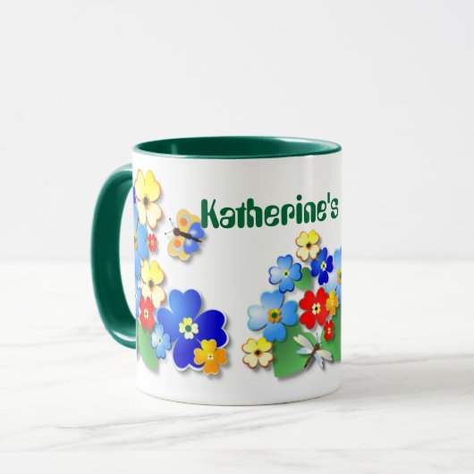 Blumengarten ~ Ringer-Tasse Tasse (Vorderseite Links)