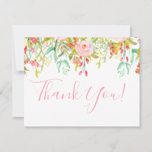 Blumengarten Rosa Danke Karte (Vorderseite)