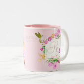 Blumengarten Rosa Monogramm-Tasse Zweifarbige Tasse (VorderseiteRechts)
